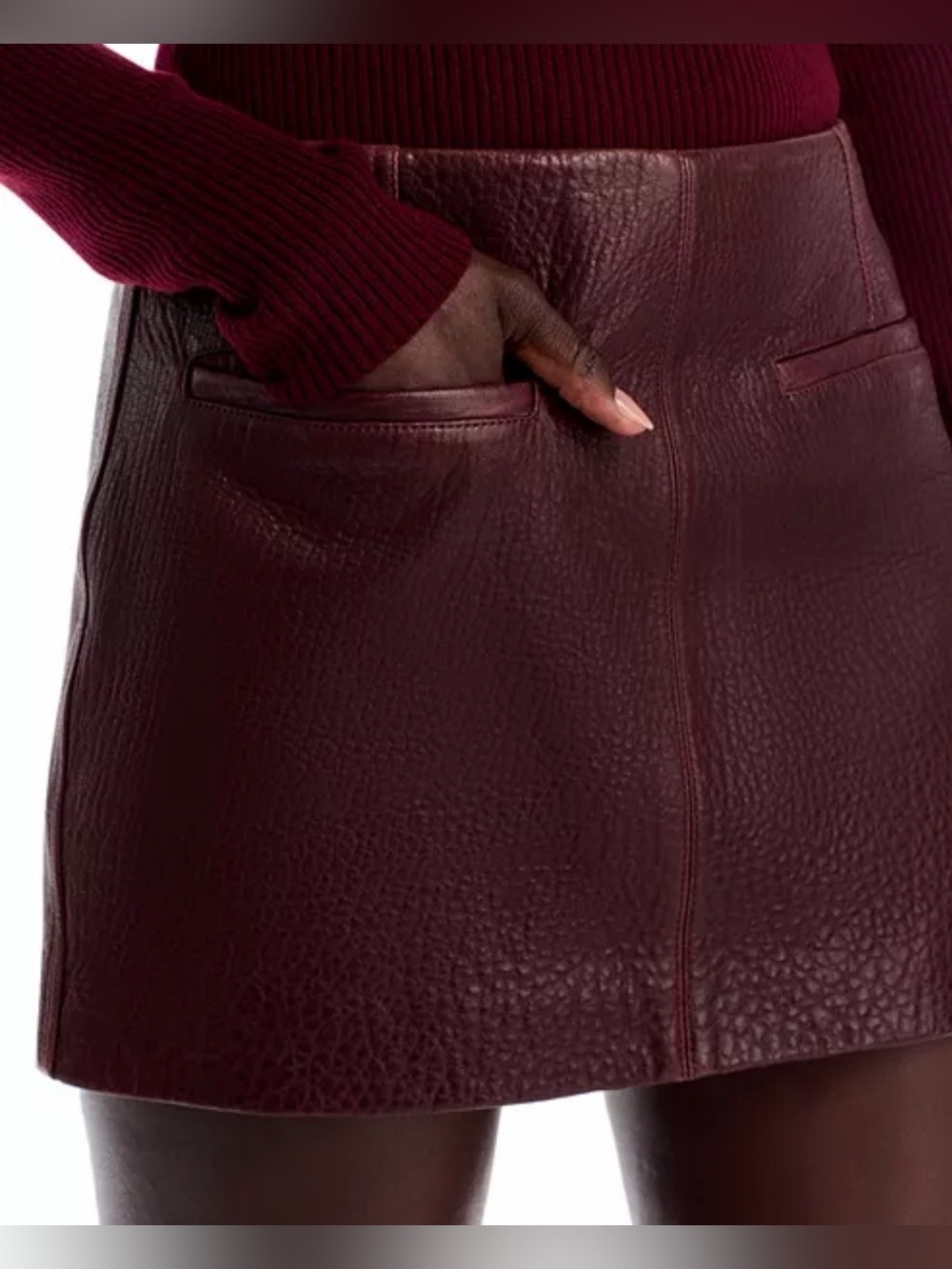 ALC Cowan Micro Leather Mini Skirt